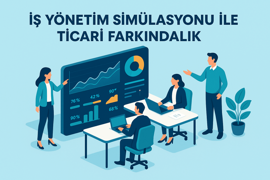 İş yönetim simülasyonu ile ticari farkındalık: stratejik karar alma ve finansal okuryazarlık kapak görseli